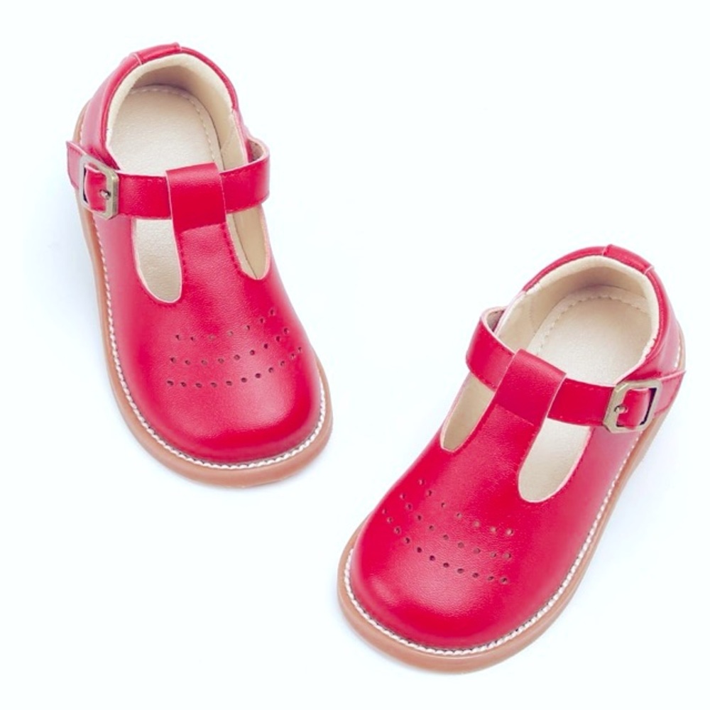 🥰MaryJane🥰Dress/School Shoes sz13 RED fauxleather velcro strap closure✨NWT✨